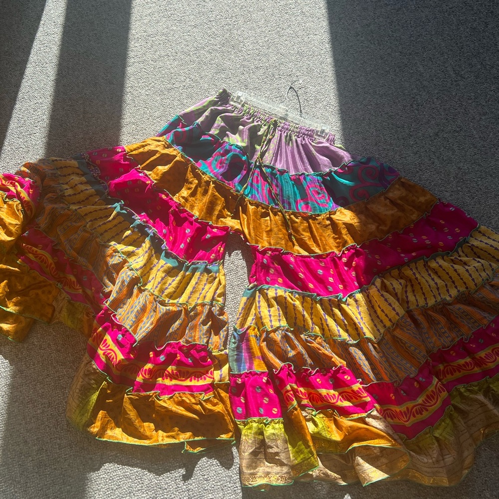 Stevie Rain colorful tiered boho handmade pants- one size (small-medium)